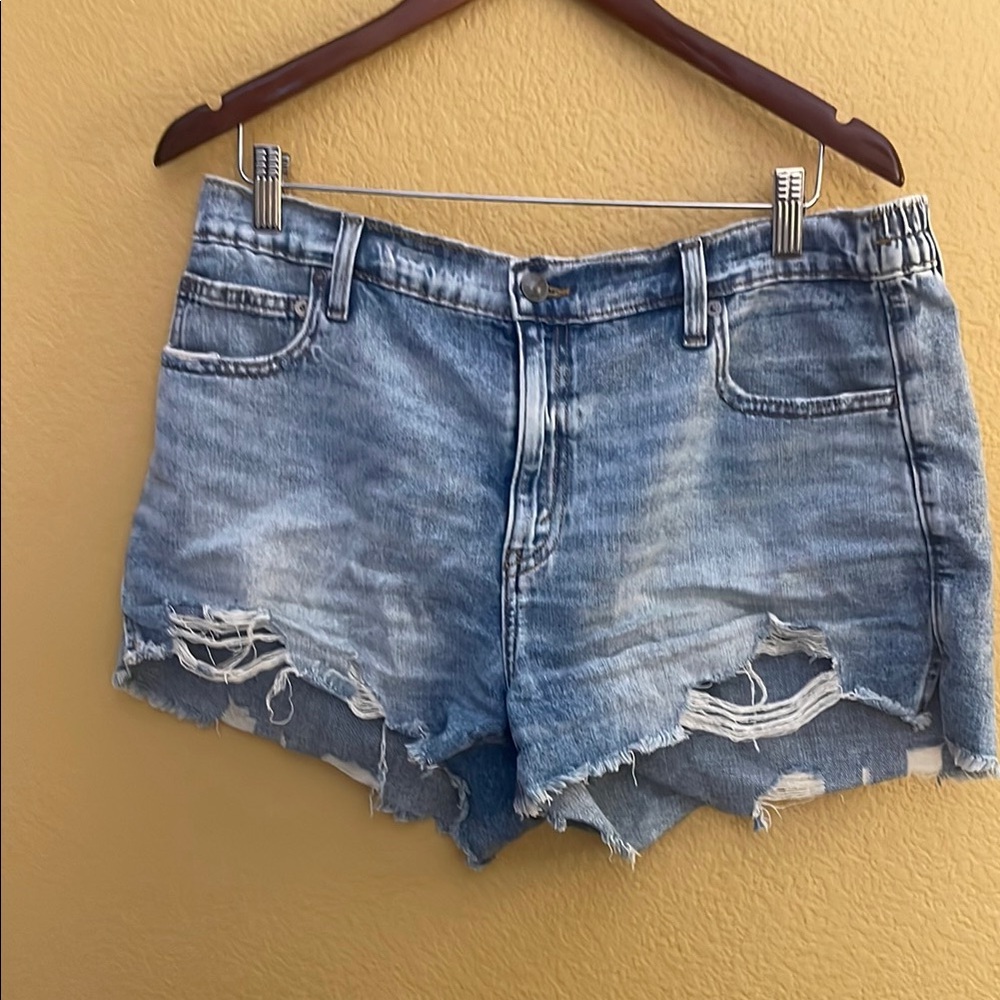 Aerie Blue Jean Shorts Distressed Casual